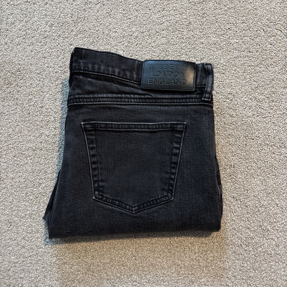 Burberry London White Tag Men's Black Cotton Denim Jeans Size 36/30 Slim Fit